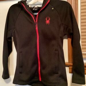 Spyder Black and Red Puffer Jacket with Hood